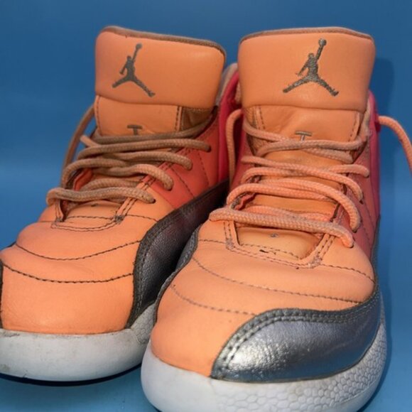 Nike Kids 1Y Jordan 12 Reto Sunrise Basketball Sneakers Orange Pink 510816-601 - Picture 12 of 12